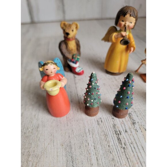 Vintage angel tree bear Figure Set Xmas Decor unique - Picture 2 of 9